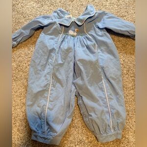 Little English Blue cord smocked lamb